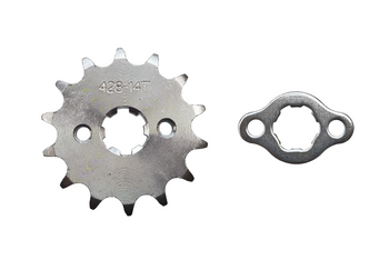 Zębatka zdawcza przód 14z 428 środek 17mm + zabezpieczenie quad atv cross